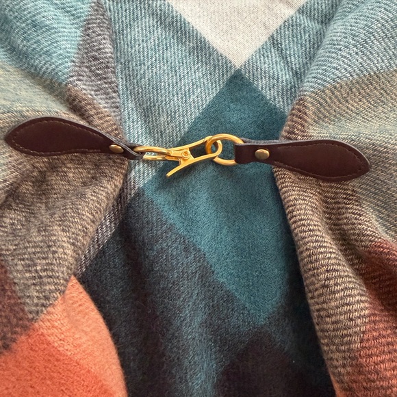 Time and Tru Plaid Scarf in Orange, Teal, and Black - Picture 3 of 4